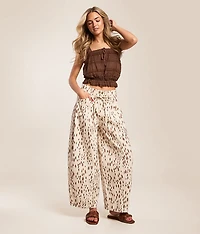 High Rise Dot Print Barrel Pant