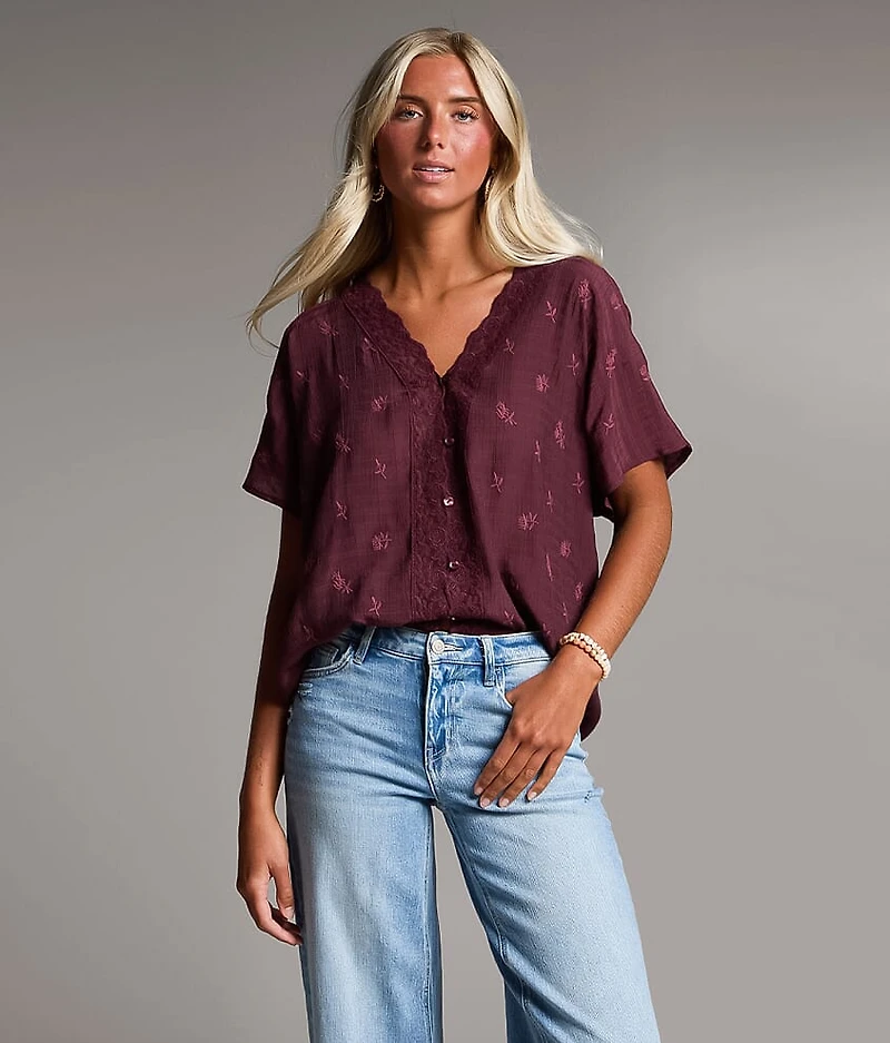 Embroidered Floral Top