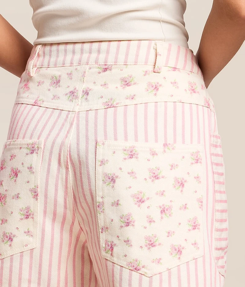 High Rise Floral Striped Short