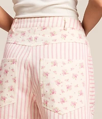 High Rise Floral Striped Short