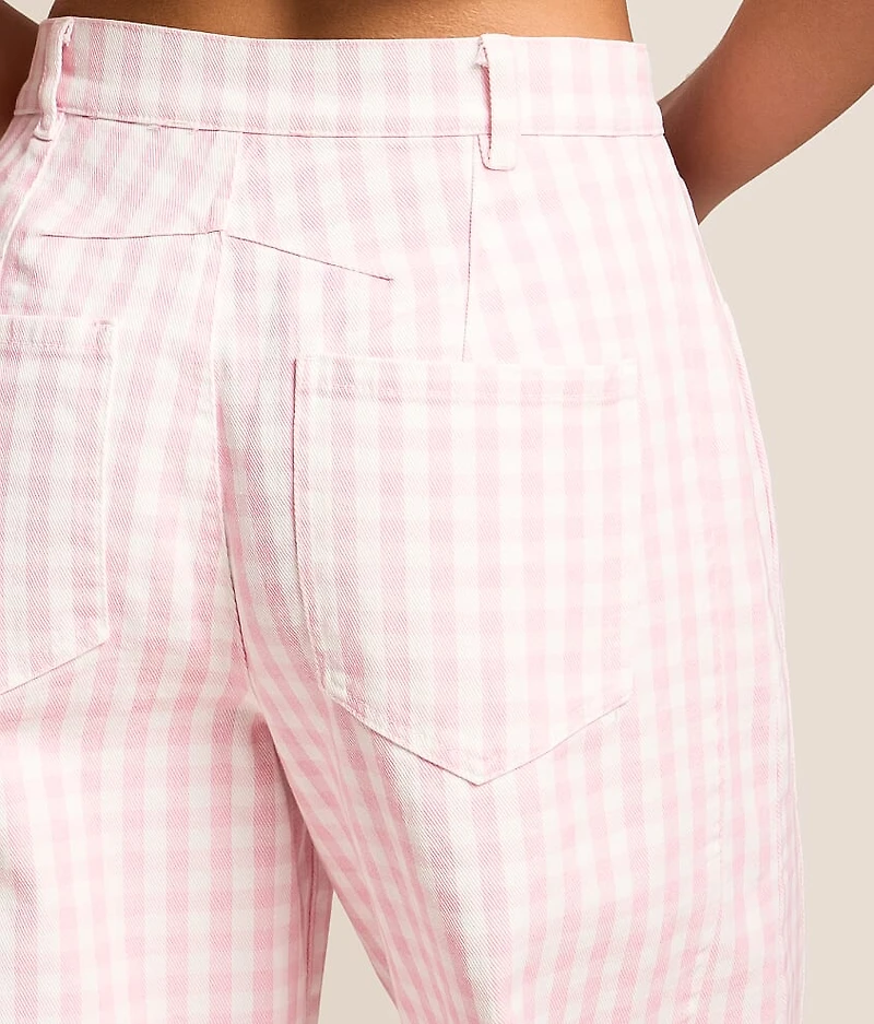 Gingham Barrel Pant