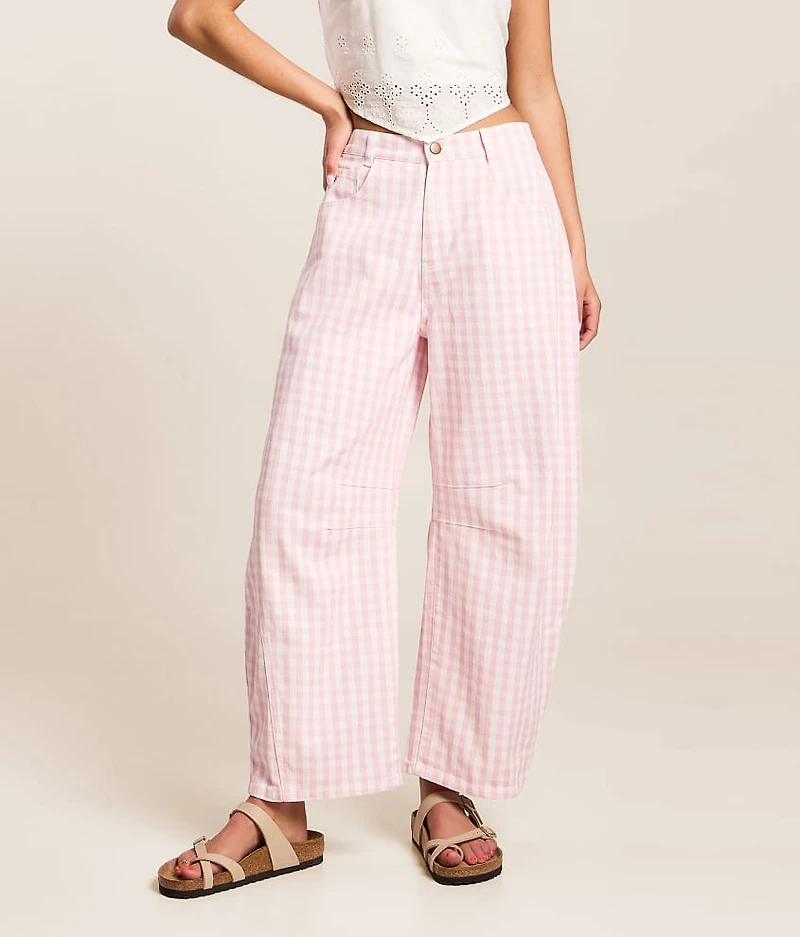 Gingham Barrel Pant