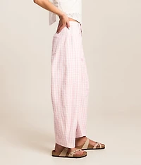 Gingham Barrel Pant