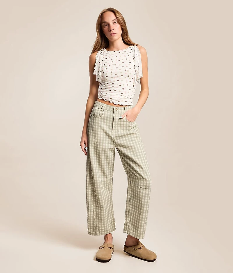 Gingham Barrel Pant