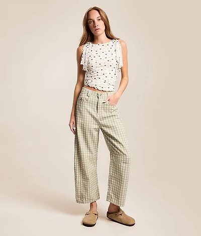 Gingham Barrel Pant