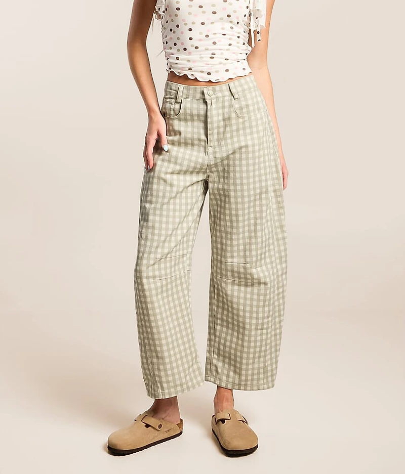 Gingham Barrel Pant