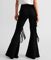 High Rise Fringe Flare Stretch Pant