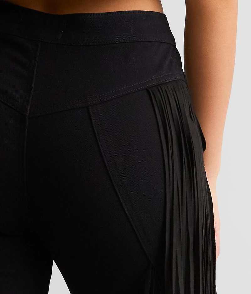 High Rise Fringe Flare Stretch Pant
