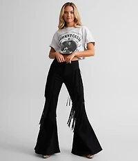 High Rise Fringe Flare Stretch Pant