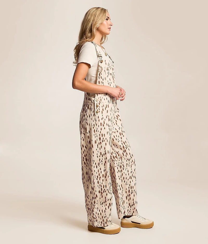 Deer Print Barrel Overalls