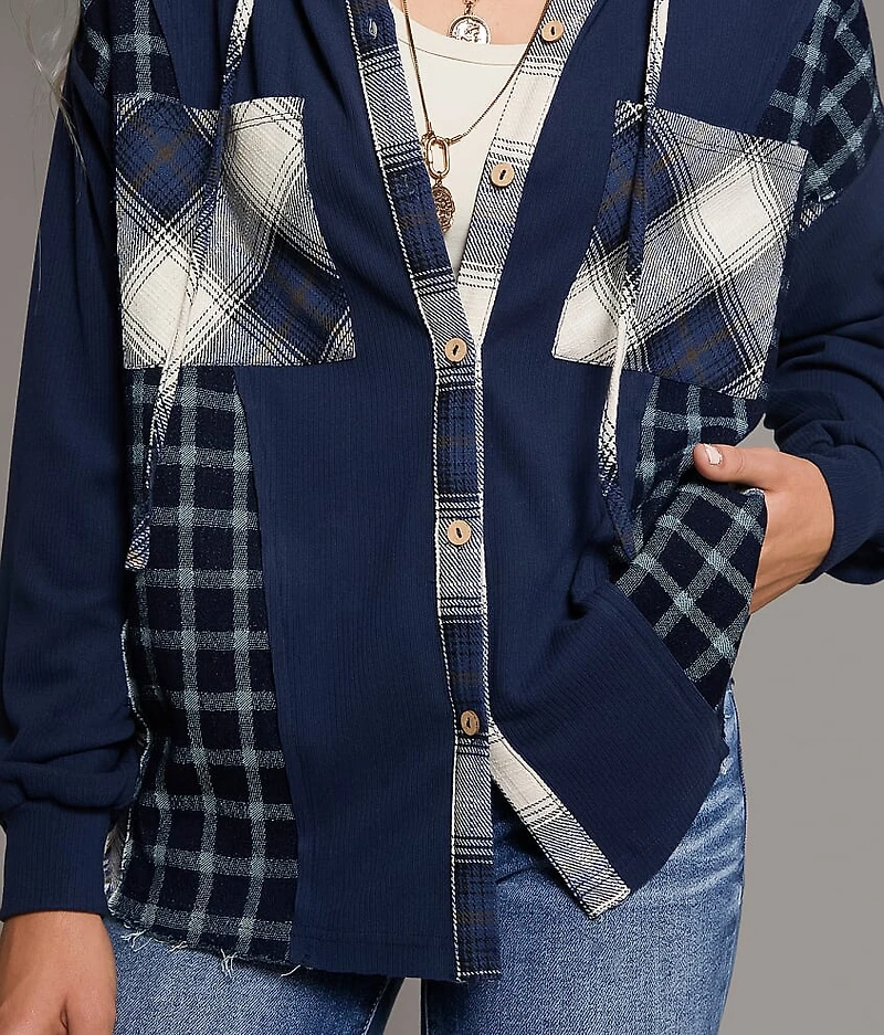 Plaid Hooded Shirt