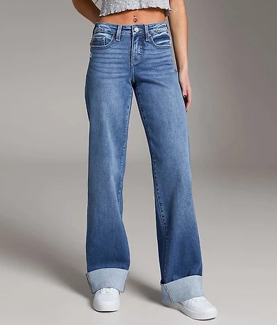 Andi Wide Leg Stretch Cuffed Jean