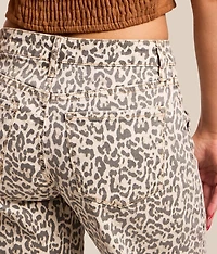 High Rise Leopard Print Barrel Stretch Jean