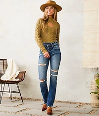 High Rise Slim Straight Stretch Jean