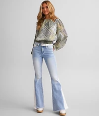 Pieced High Rise Flare Stretch Jean