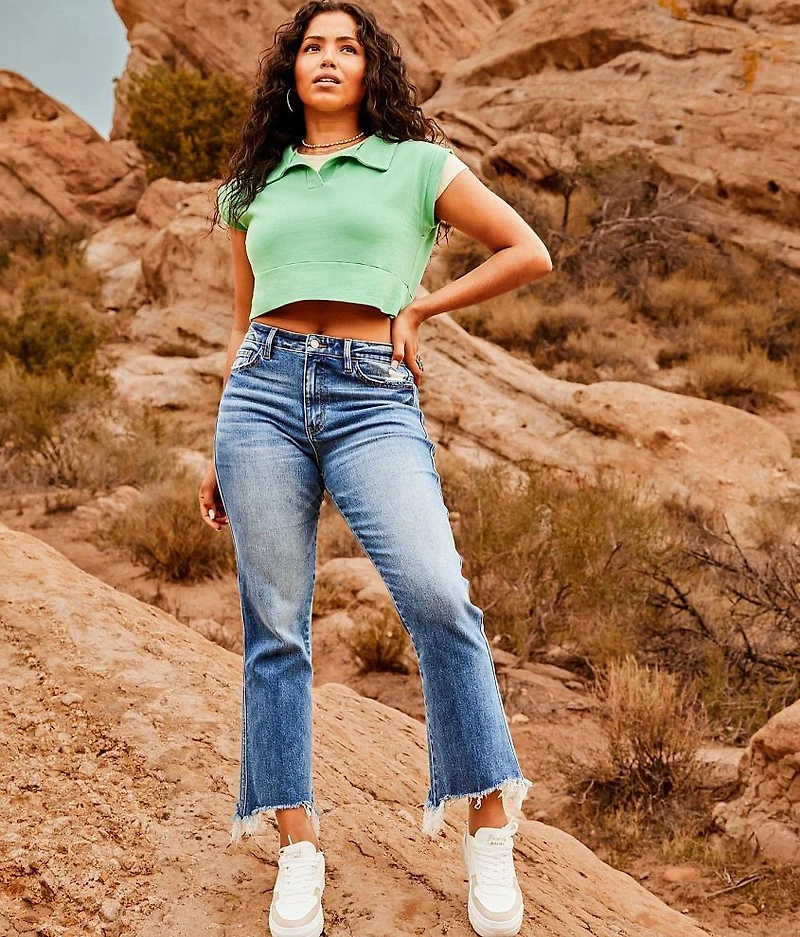 High Rise Cropped Flare Stretch Jean