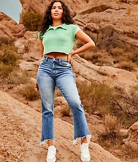 High Rise Cropped Flare Stretch Jean