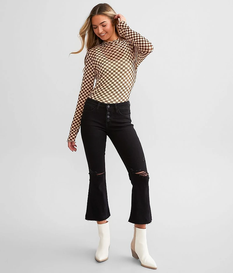 Mid-Rise Cropped Flare Stretch Jean