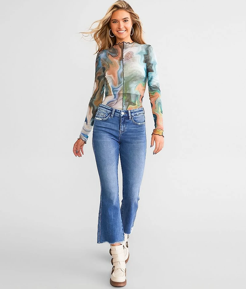 Mid-Rise Cropped Flare Stretch Jean