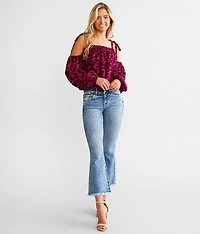 Mid-Rise Cropped Flare Stretch Jean