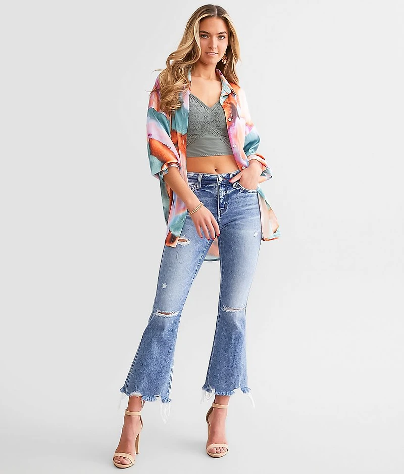Mid-Rise Cropped Flare Stretch Jean