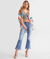 Mid-Rise Cropped Flare Stretch Jean