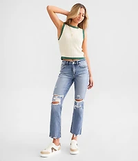 Mid-Rise Cropped Straight Stretch Jean