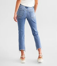 Mid-Rise Cropped Straight Stretch Jean