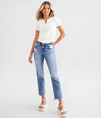 Mid-Rise Cropped Straight Stretch Jean
