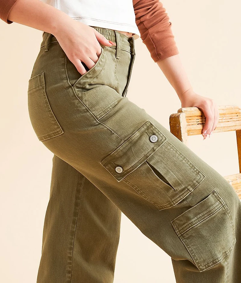 High Rise Wide Leg Stretch Cargo Pant