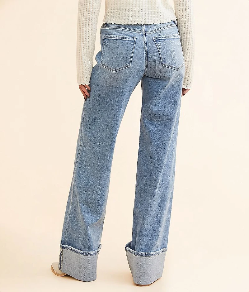 Baggy Wide Leg Stretch Cuffed Jean