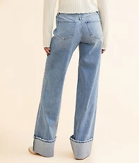 Baggy Wide Leg Stretch Cuffed Jean
