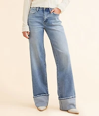 Baggy Wide Leg Stretch Cuffed Jean