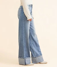 Baggy Wide Leg Stretch Cuffed Jean
