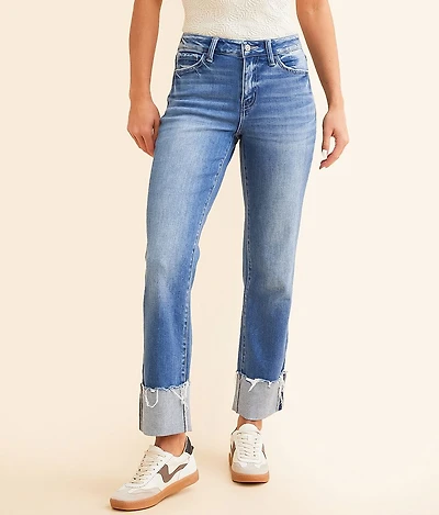 Mid-Rise Cropped Straight Stretch Jean