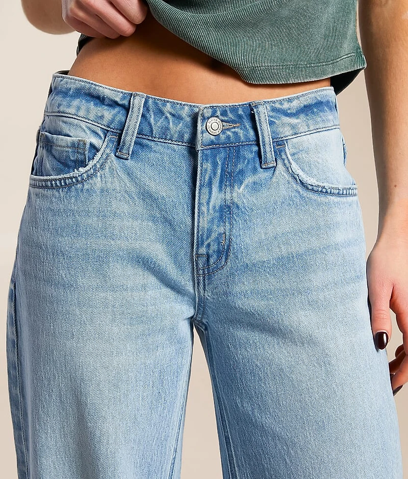 Baggy Low Rise Wide Leg Stretch Cuffed Jean