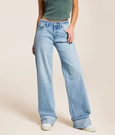 Baggy Low Rise Wide Leg Stretch Cuffed Jean
