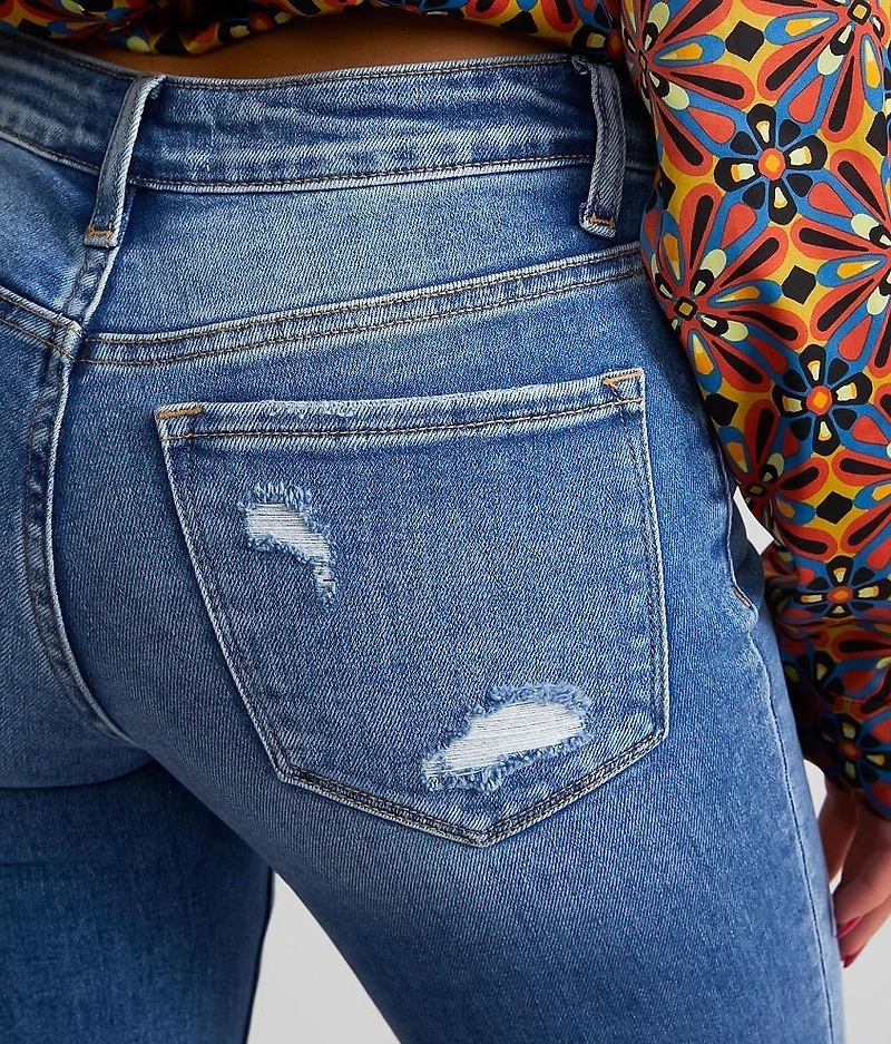 Mid-Rise Cropped Flare Stretch Jean