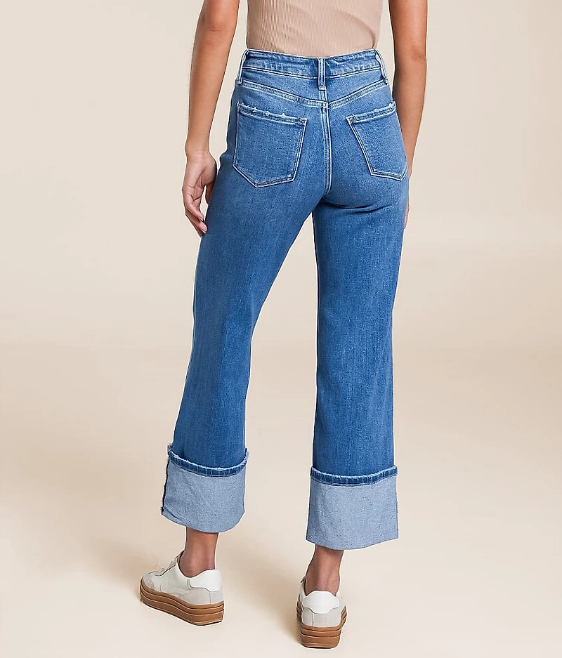 High Rise Cropped Wide Leg Stretch Jean