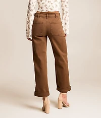 High Rise Wide Leg Stretch Cuffed Jean