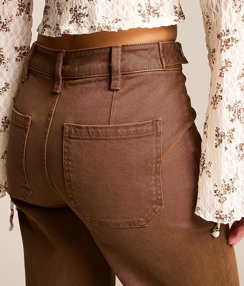 High Rise Wide Leg Stretch Cuffed Jean