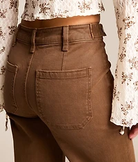 High Rise Wide Leg Stretch Cuffed Jean