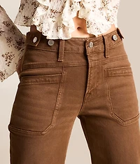 High Rise Wide Leg Stretch Cuffed Jean