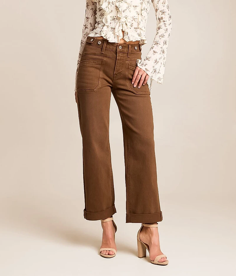 High Rise Wide Leg Stretch Cuffed Jean