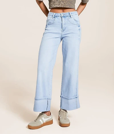 High Rise Cropped Wide Leg Stretch Jean