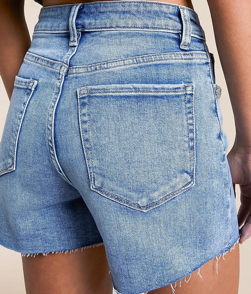 Rhinestone High Rise Stretch Short