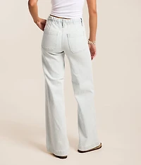 High Rise Striped Wide Leg Stretch Jean