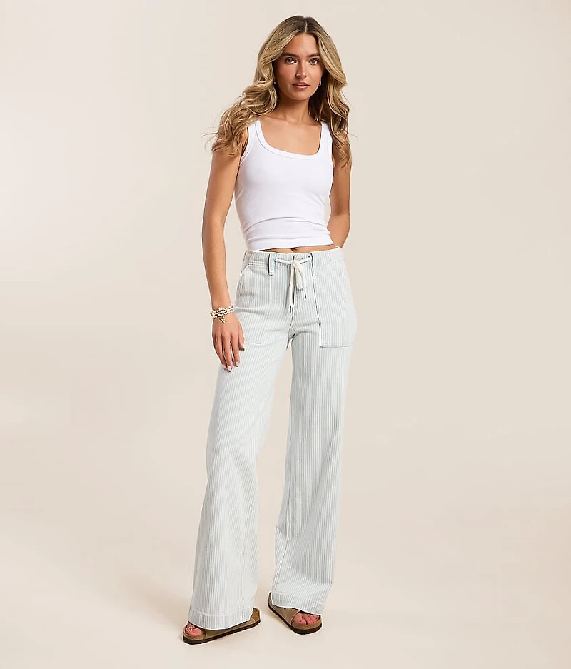 High Rise Striped Wide Leg Stretch Jean
