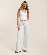 High Rise Striped Wide Leg Stretch Jean