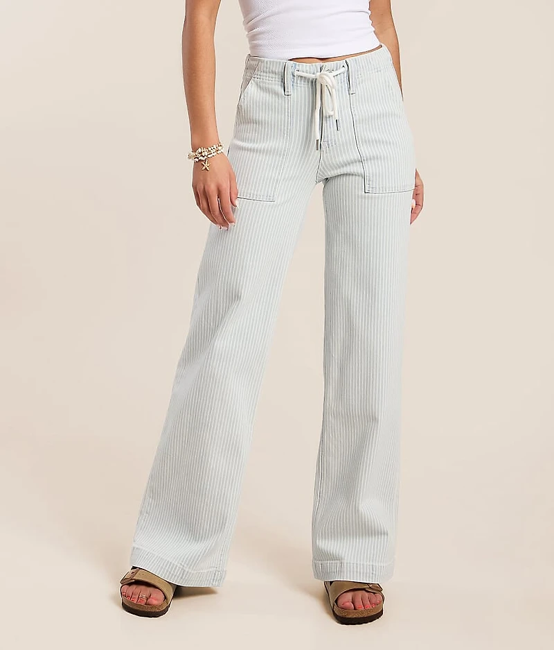High Rise Striped Wide Leg Stretch Jean